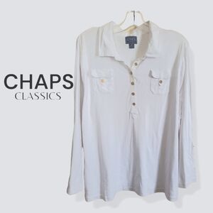 Chaps 1/2 button down collared long sleeve shirt white size 3X nwot